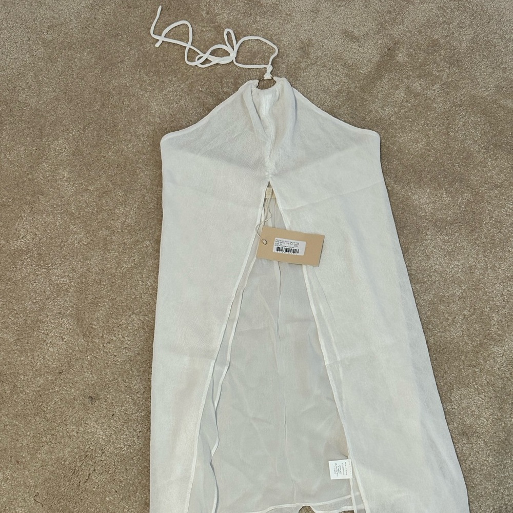 MESHKI sheer ivory halter top